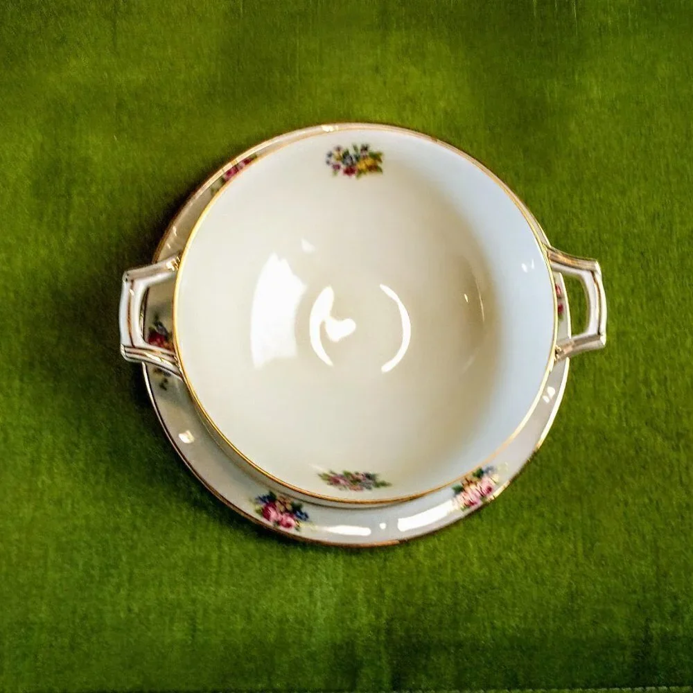 H&C Coronado Footed Cream Soup Bowl & Saucer Set